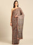 Women Brown Cotton Saree With Un Stitched Blouse